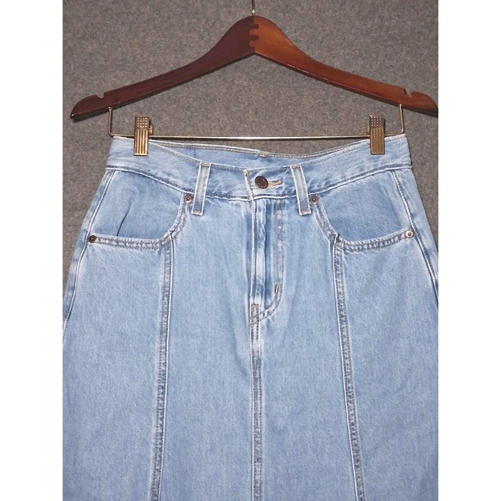 Levi's Fit and Flare Womens Denim Paneled Midi Skirt Size 26 Light  Blue Hippie - Picture 3 of 11